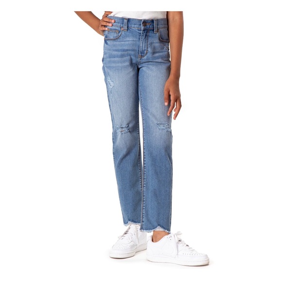 JORDACHE Girls High Rise Straight Distressed Jeans Size 12 Stonewashed New - Picture 3 of 11